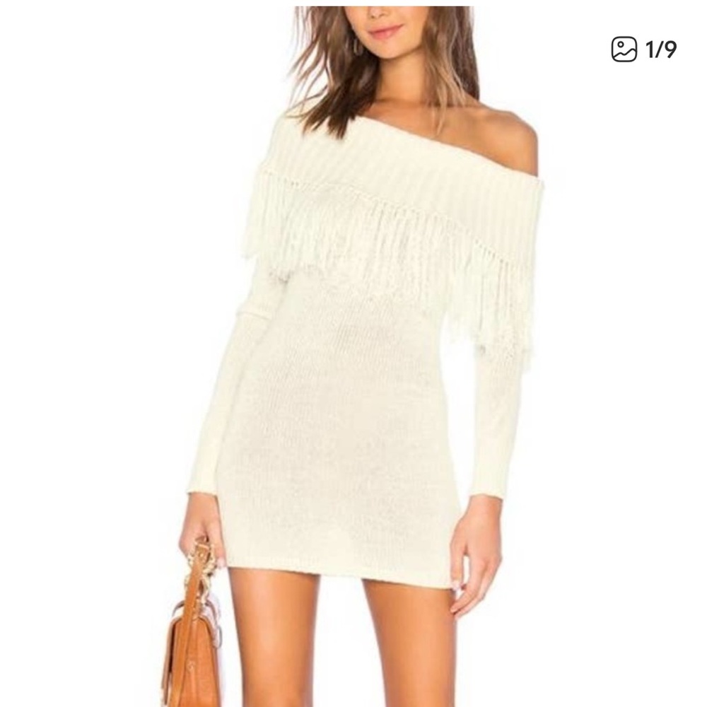 House of Harlow 1960 Off-Shoulder Cream Mini Dress